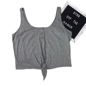NWOT Abound gray button & tie crop top
size Large
